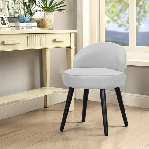 Grey velvet vanity - velvet, stool