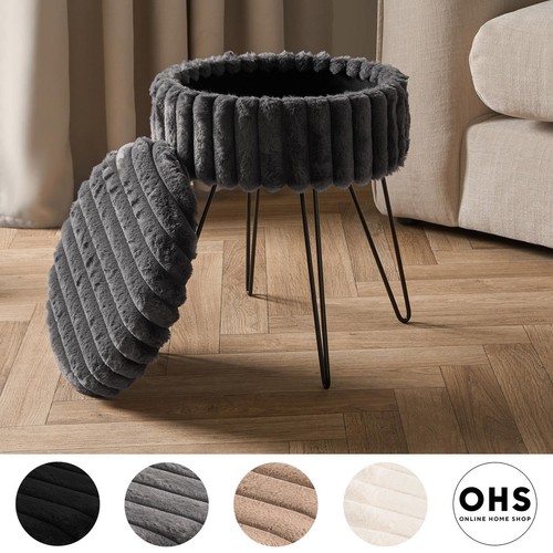 Ohs faux fur stool - fur, hairpin