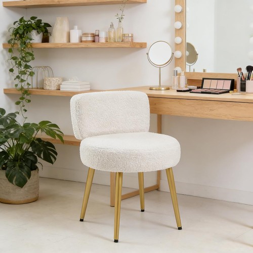 Linen dressing table stool - linen,